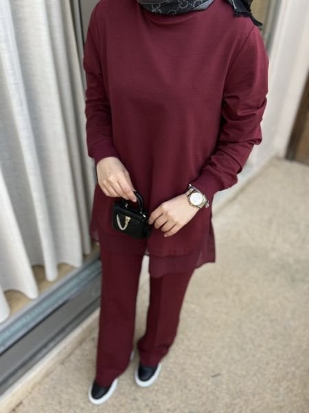 Polny iki iplik eşofman takımı bordo