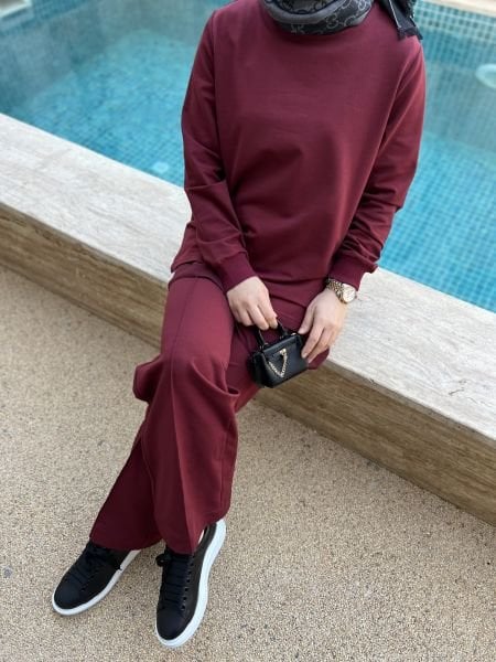 Polny iki iplik eşofman takımı bordo