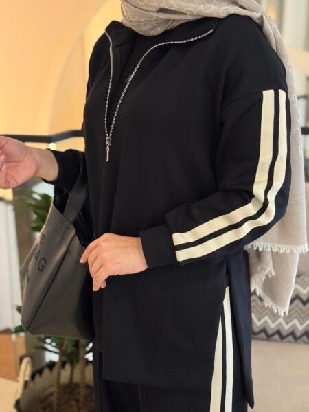 Krem Şeritli Eşofman Takımı