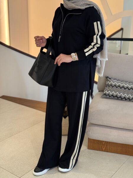 Krem Şeritli Eşofman Takımı