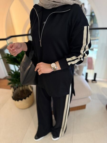 Krem Şeritli Eşofman Takımı