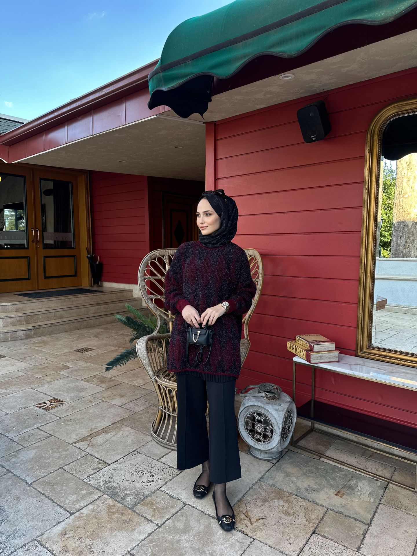 Simli Desenli Kazak / BORDO