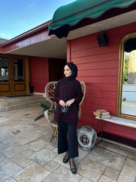 Simli Desenli Kazak / BORDO