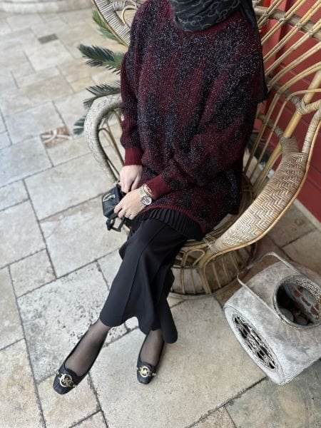 Simli Desenli Kazak / BORDO