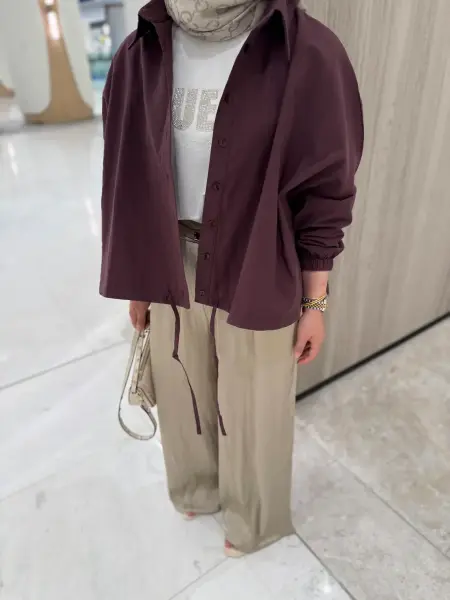 Zr saten pantolon krem
