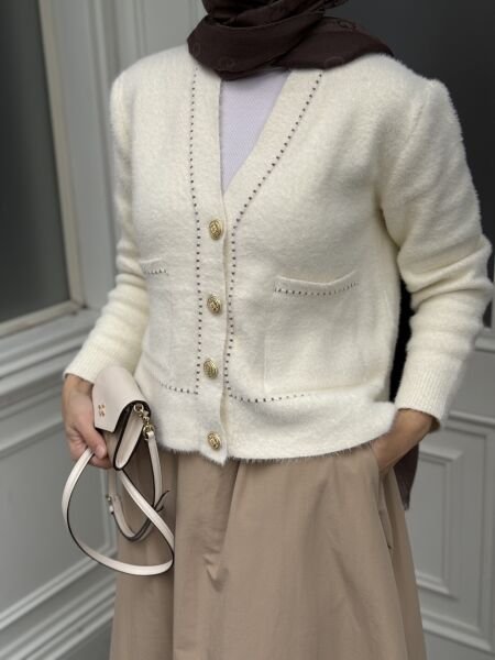 Angora Şeritli Hırka