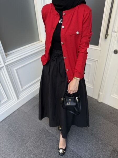 Merserize Triko Hırka Kıırmızı