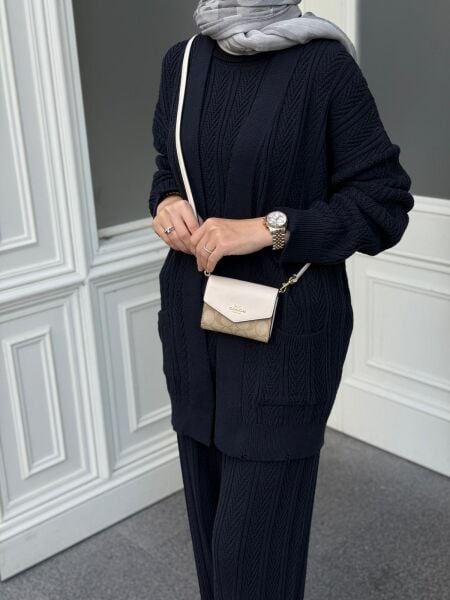 Örme Üçlü Takım Lacivert