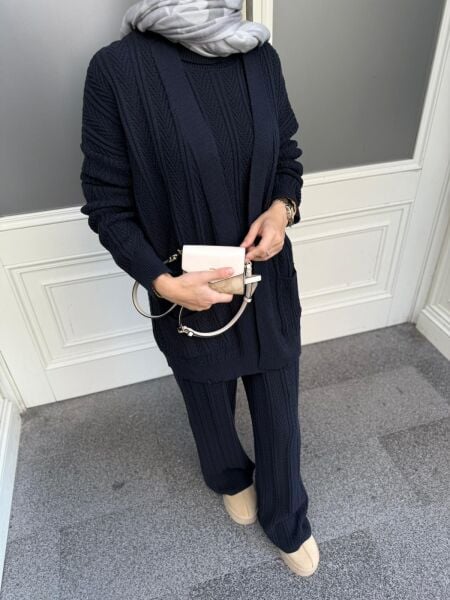 Örme Üçlü Takım Lacivert