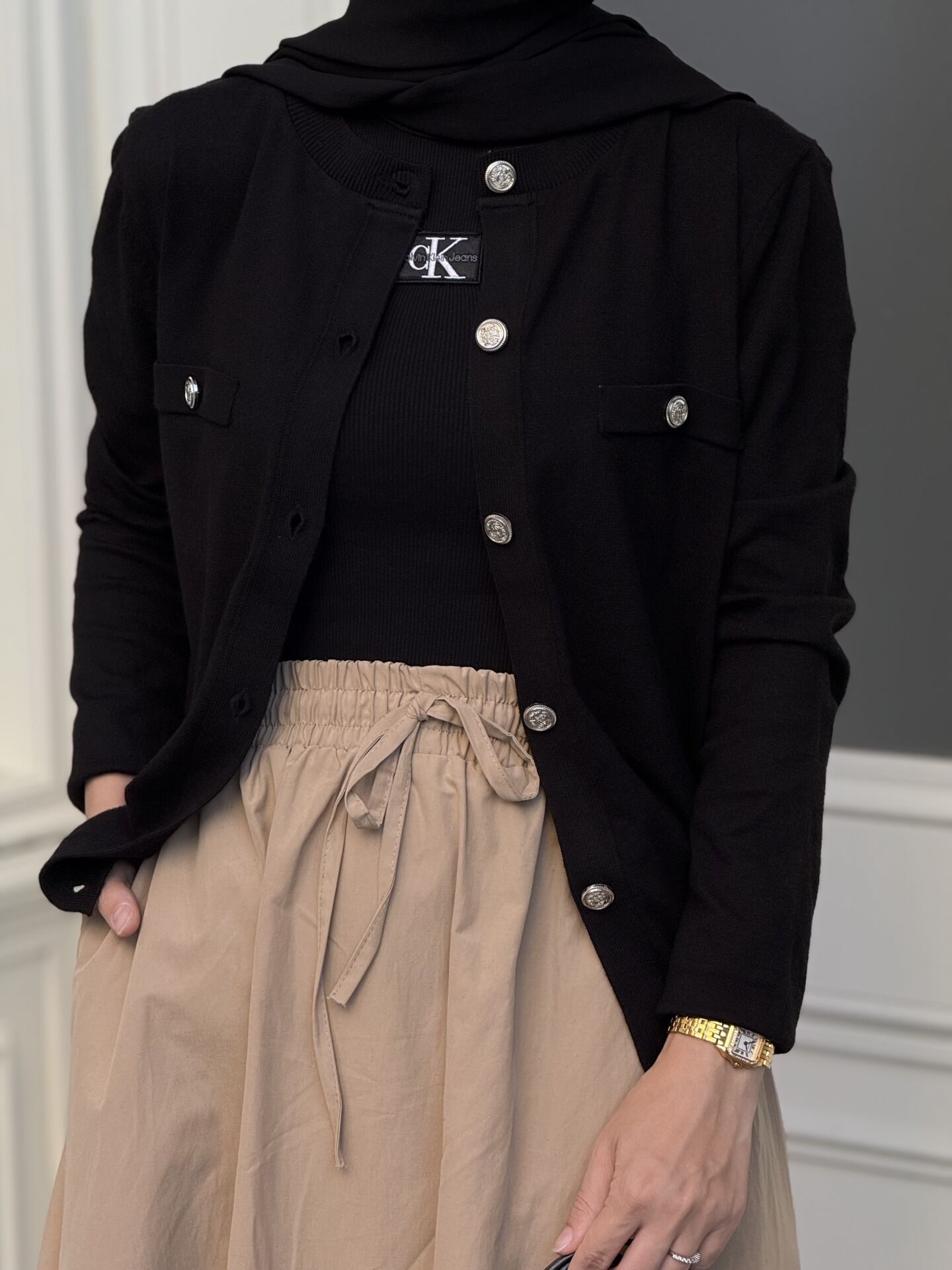 Merserize Triko Hırka Siyah