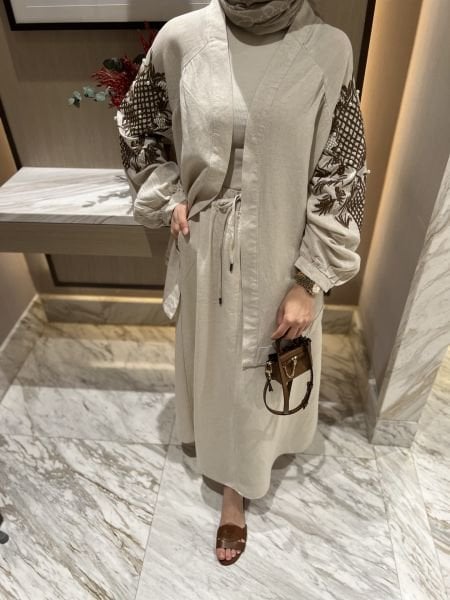 İnci kimono kahverengi
