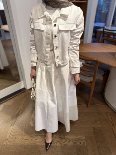 Gömlekli Kot Elbise / BEYAZ