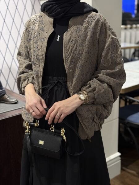 İthal işlemeli ceket haki