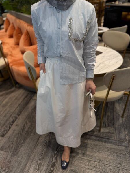 Taşlı gömlek mavi