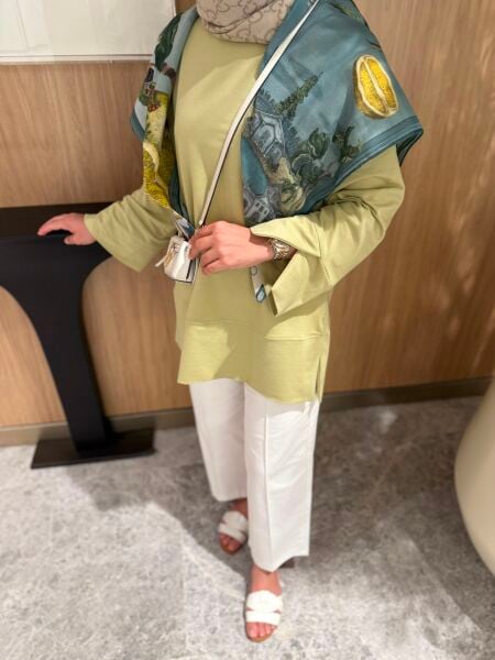 Kol detaylı tunik olive