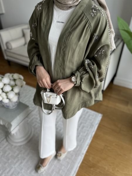 İşlemeli Tasarım Kimono HAKİ