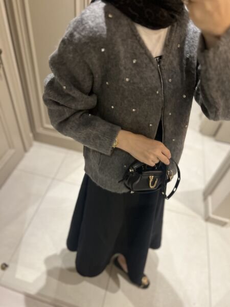 Taşlı Yün Karışımlı Füme Hırka