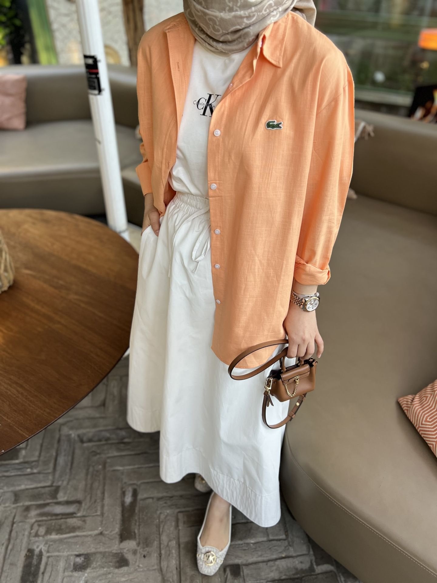 Keten Lacos Gömlek Turuncu