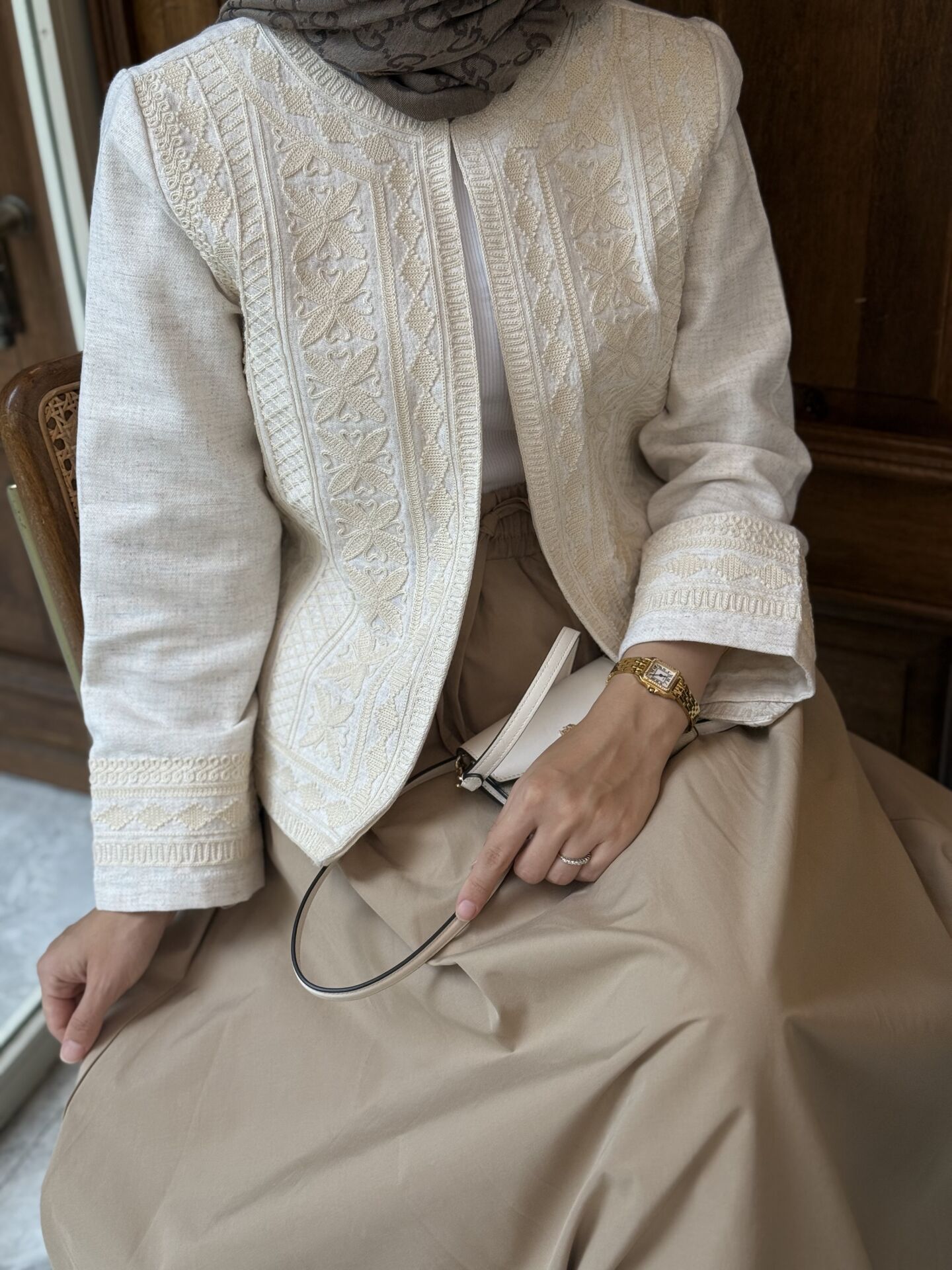 Natural Nakışlı Ceket