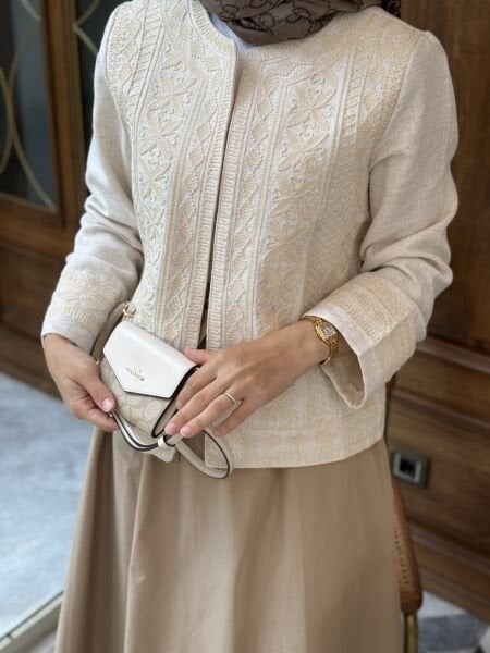 Natural Nakışlı Ceket