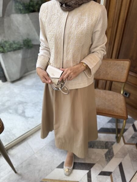 Natural Nakışlı Ceket