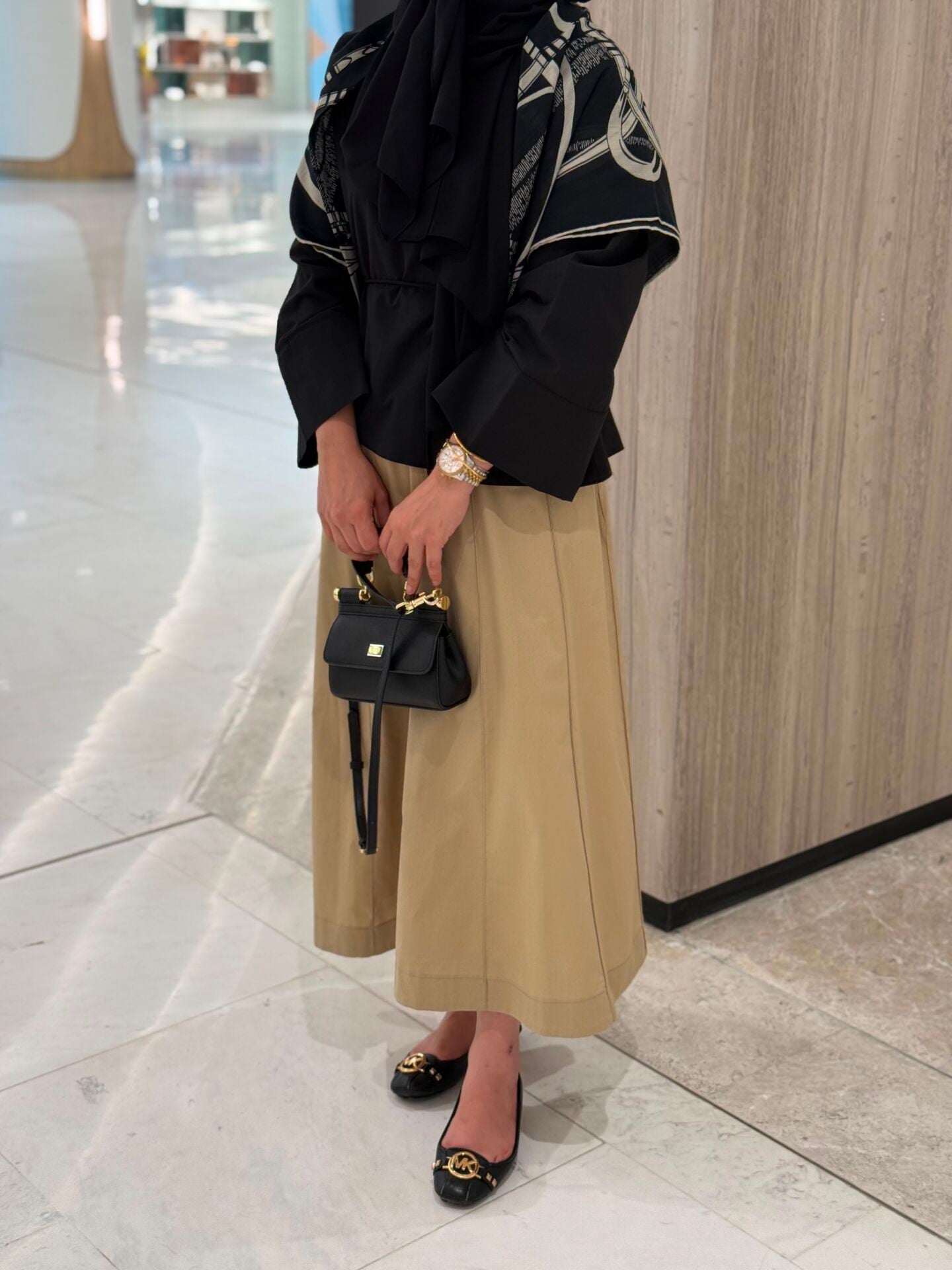 Bym parçalı poplin etek Camel