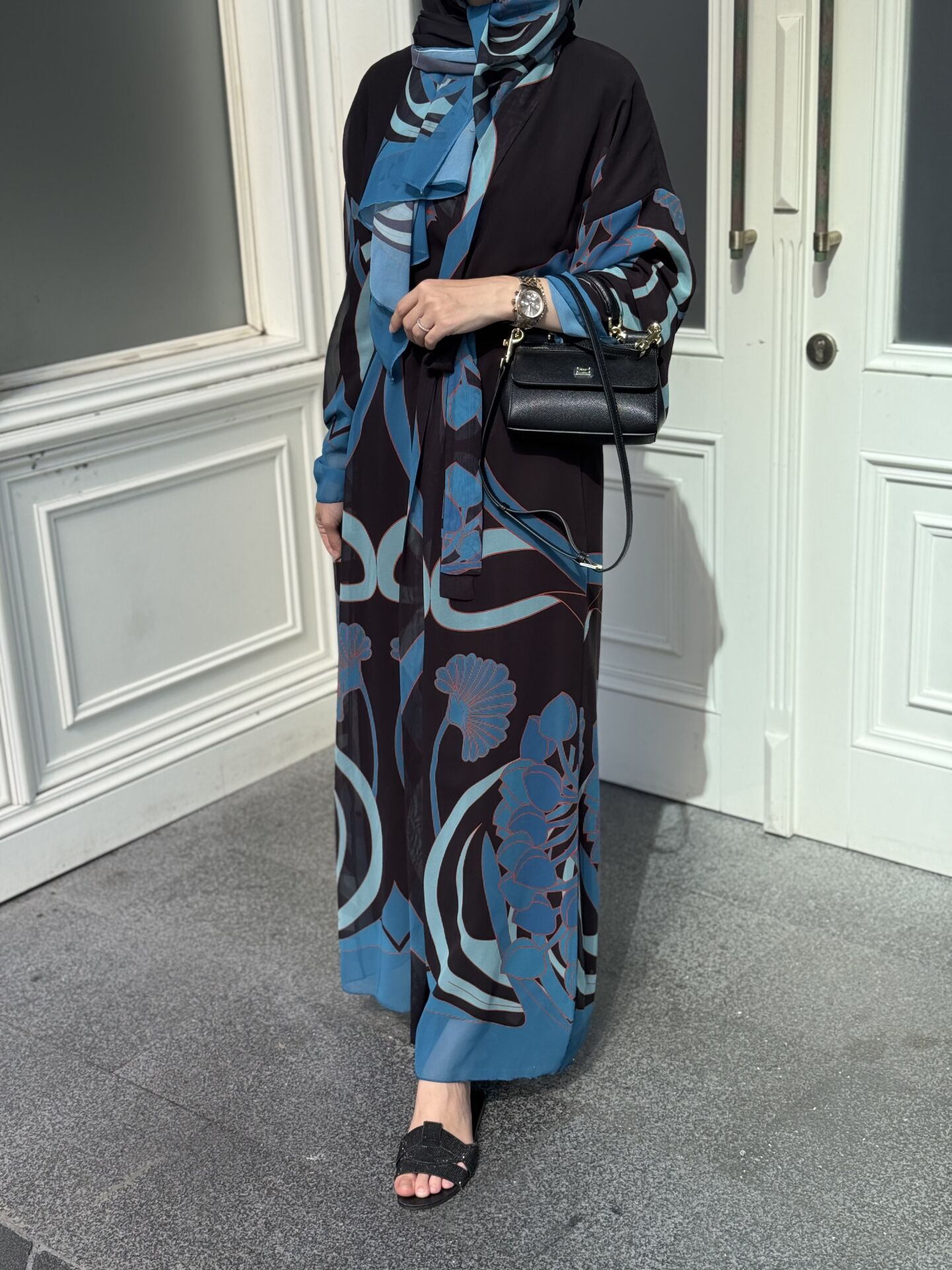 Desenli Şallı Abaya