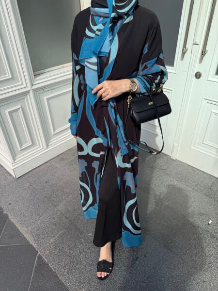 Desenli Şallı Abaya