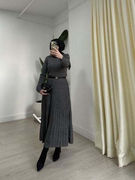 TRİKO ELBİSE ANTRASİT