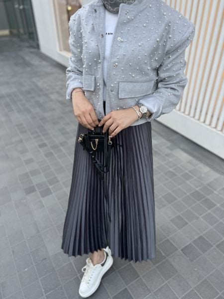 İncili bomber ceket