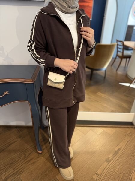 Oysh* Şeritli Takım Kahverengi