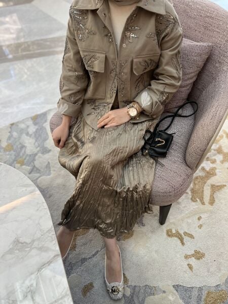 İthal işlemeli ceket / Haki