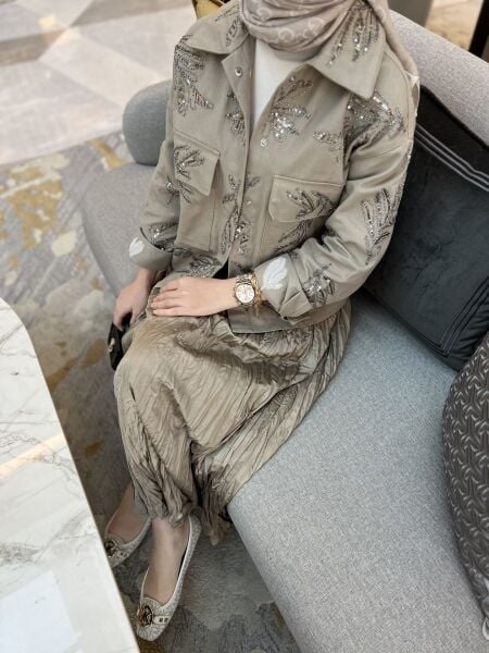 İthal işlemeli ceket / Haki