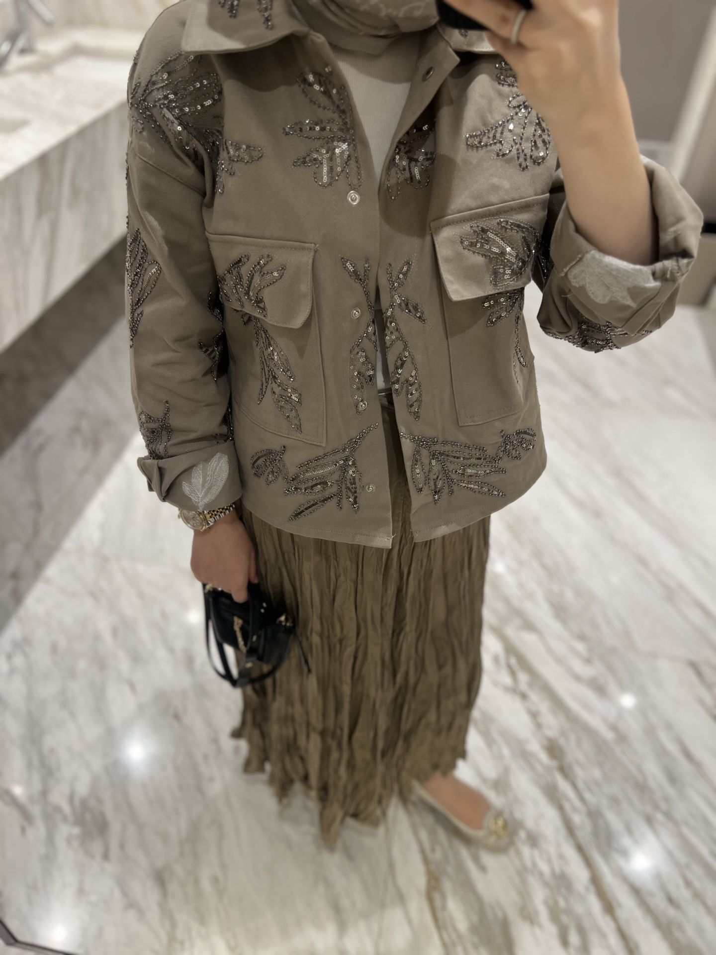 İthal işlemeli ceket / Haki