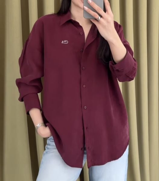 Tensel Lacos Gömlek Bordo