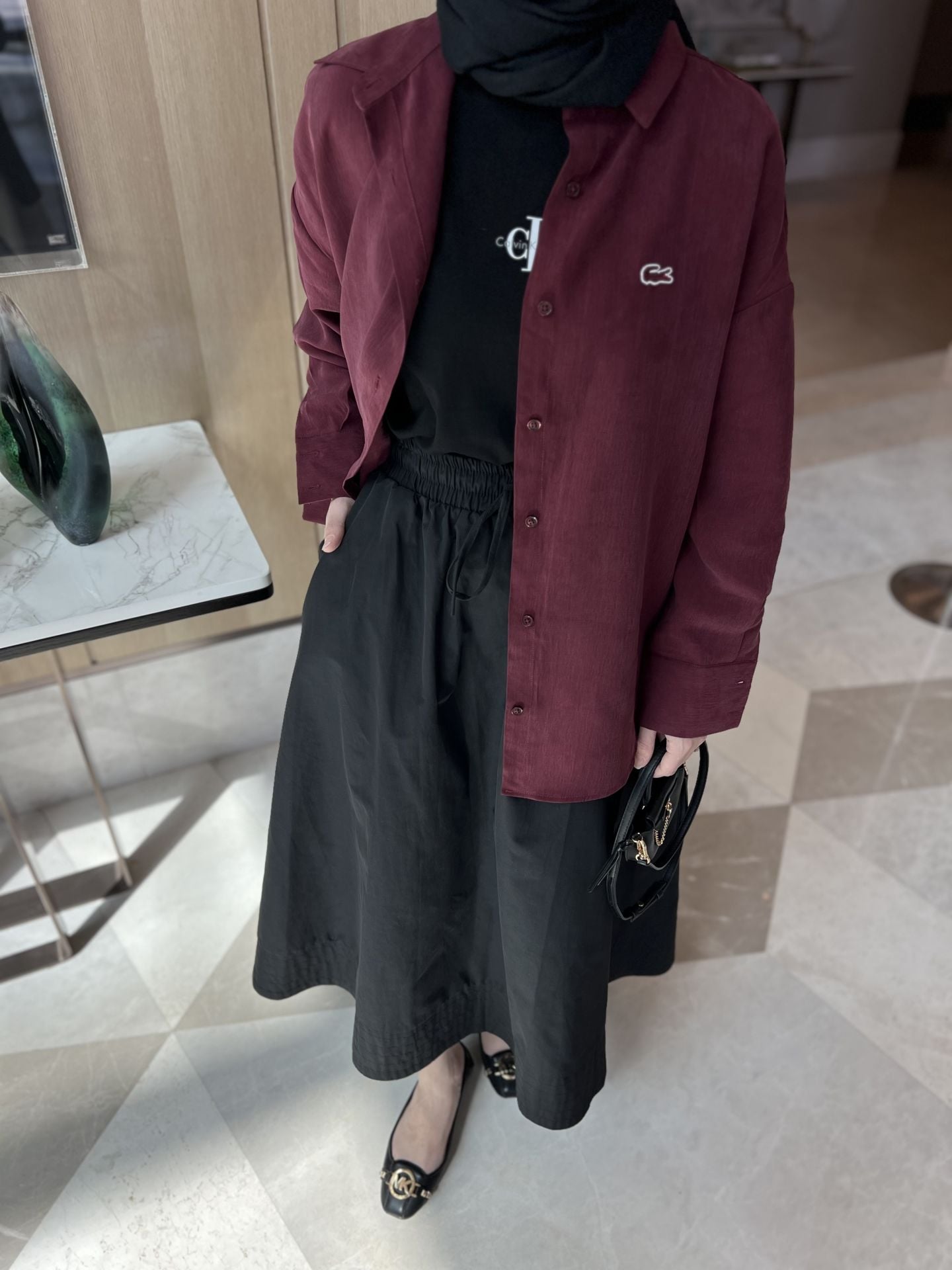 Tensel Lacos Gömlek Bordo