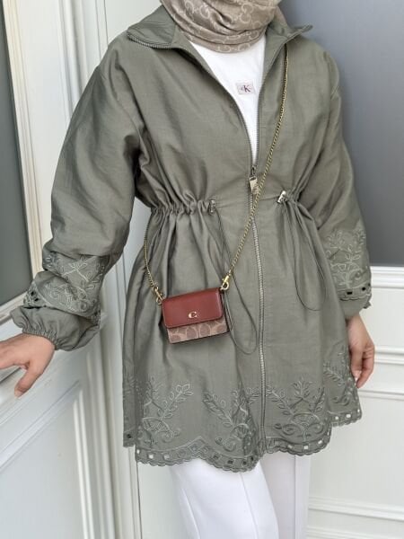 Brode detaylı kap Haki