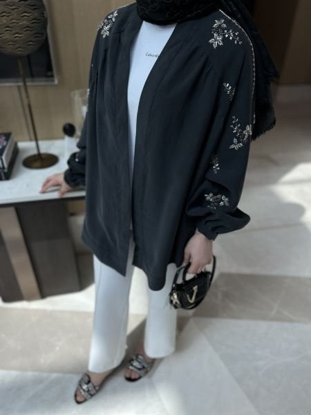 İşlemeli Kimono Antrasit