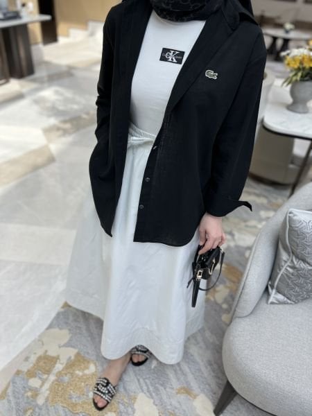 Keten lacos siyah gömlek