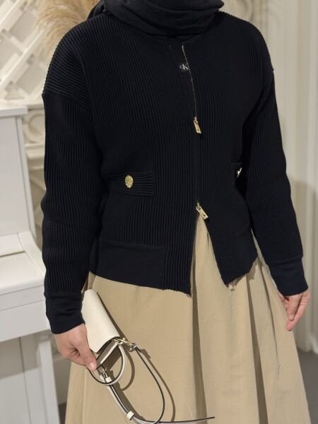 Bym çift Fermuar triko