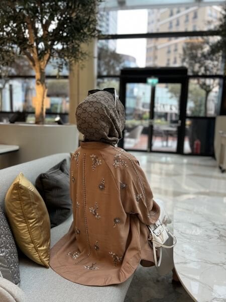 İşlemeli Kimono Karamel