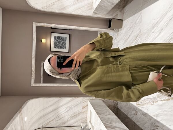 Gömlekli Tensel Elbise Yeşil