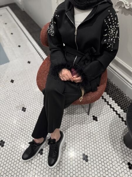 Kolu Tüylü Tasarım Scuba Takım Siyah