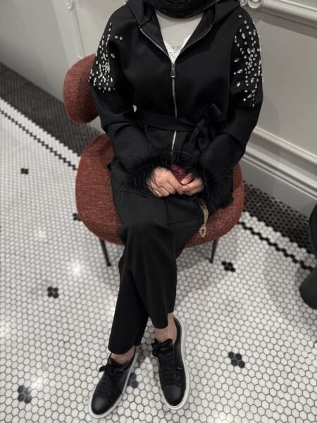 Kolu Tüylü Tasarım Scuba Takım Siyah