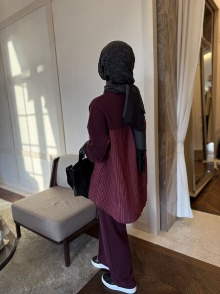 Çizgili Oysho Takım Bordo