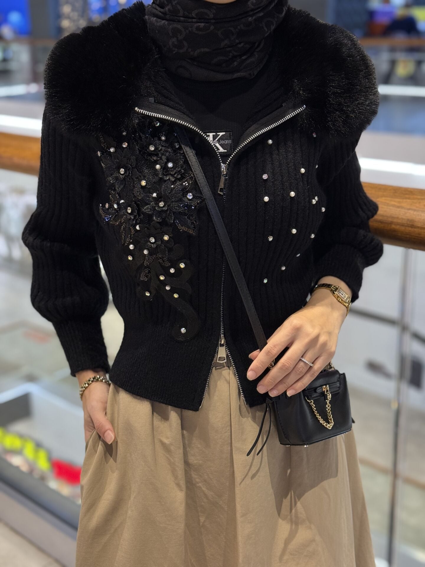 İthal kürklü Angora hırka