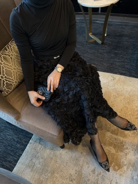 Güllü Etek Siyah
