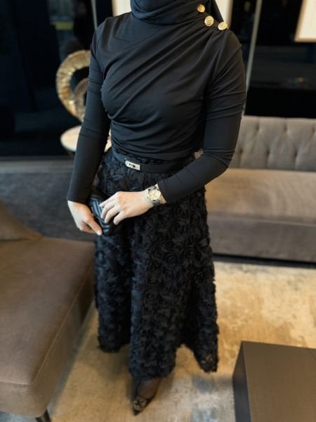 Güllü Etek Siyah