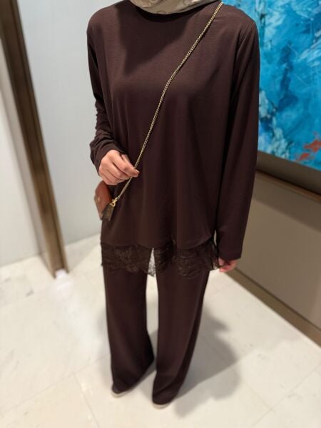 Oysho Dantelli Takım Kahverengi