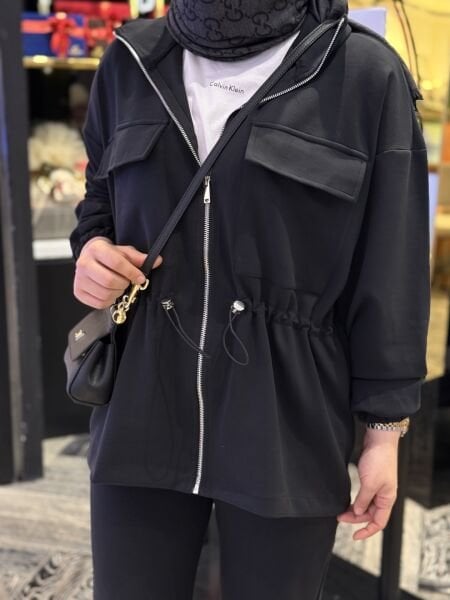 Kai beli büzgülü OYSHO takım siyah